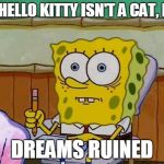Spongebob Reaction | SO HELLO KITTY ISN'T A CAT, EH? DREAMS RUINED | image tagged in spongebob reaction | made w/ Imgflip meme maker