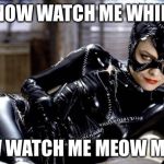 catwoman | NOW WATCH ME WHIP NOW WATCH ME MEOW MEOW | image tagged in catwoman | made w/ Imgflip meme maker