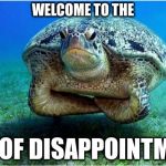 Disappointed turtle | WELCOME TO THE SEA OF DISAPPOINTMENT | image tagged in disappointed turtle | made w/ Imgflip meme maker