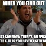 excited | WHEN YOU FIND OUT THAT SOMEHOW THERE'S AN EPISODE OF THE X-FILES YOU HAVEN'T SEEN BEFORE | image tagged in excited | made w/ Imgflip meme maker
