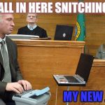 Court Reporter | Y'ALL IN HERE SNITCHING? MY NEW JOB! | image tagged in court reporter | made w/ Imgflip meme maker