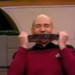 Picard eating rib