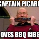 GIMP is so awesome. :) | CAPTAIN PICARD LOVES BBQ RIBS. | image tagged in memes,picard eating rib,xenusiansoldier picard series | made w/ Imgflip meme maker