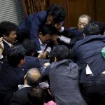 japan parliament fight brawl scuffle september antiwar bill kung meme
