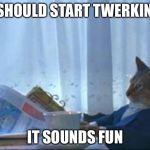 I should buy cat | I SHOULD START TWERKING IT SOUNDS FUN | image tagged in i should buy cat | made w/ Imgflip meme maker