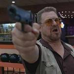Walter from the big Lebowski with gun in hand