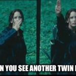 hunger games | WHEN YOU SEE ANOTHER TWIN MOM | image tagged in hunger games | made w/ Imgflip meme maker