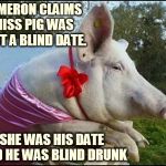Cameron Pig | CAMERON CLAIMS MISS PIG WAS JUST A BLIND DATE. SHE WAS HIS DATE AND HE WAS BLIND DRUNK | image tagged in cameron pig | made w/ Imgflip meme maker