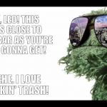Oscar the Grouch | HEY, LEO! THIS IS AS CLOSE TO AN OSCAR AS YOU'RE EVER GONNA GET! HEHE. I LOVE TALKIN' TRASH! | image tagged in oscar the grouch | made w/ Imgflip meme maker