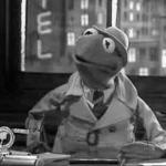 Kermit the Frog detective in b&w meme