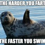 Seal | ~ THE HARDER YOU FART ~ ~ THE FASTER YOU SWIM ~ | image tagged in seal | made w/ Imgflip meme maker