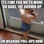 baby phone | ITS TIME FOR ME TO MOVE ON BABE, IVE GROWN UP, IM WEARING PULL-UPS NOW | image tagged in baby phone | made w/ Imgflip meme maker