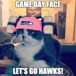 Seahawks Game Day | GAME DAY FACE LET'S GO HAWKS! | image tagged in seahawks game day | made w/ Imgflip meme maker