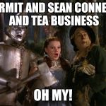X AND X AND X OH MY! | KERMIT AND SEAN CONNERY AND TEA BUSINESS OH MY! | image tagged in x and x and x oh my | made w/ Imgflip meme maker