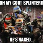 New Issue Playgirl | OH MY GOD! SPLINTER!! HE'S NAKED... | image tagged in turtles | made w/ Imgflip meme maker