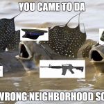 SCREAMING FISH | YOU CAME TO DA WRONG NEIGHBORHOOD SON | image tagged in screaming fish | made w/ Imgflip meme maker