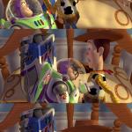 Woody & Buzz arguing meme