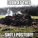 Steaming pile of shit | LOOK AT THIS SHIT I POSTED!!! | image tagged in steaming pile of shit | made w/ Imgflip meme maker