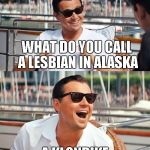 Leonardo DiCaprio | WHAT DO YOU CALL A LESBIAN IN ALASKA A KLONDIKE | image tagged in leonardo dicaprio | made w/ Imgflip meme maker