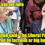 I shit you not Julia | I shit you not Julia Turnbull said "The Liberal Party are not run by factions or big business" | image tagged in i shit you not julia | made w/ Imgflip meme maker