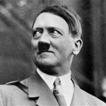 Hitler looking up and right and smiling