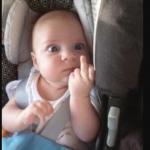 Baby flipping off