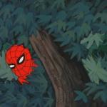 Hiding in bushes Spider-Man