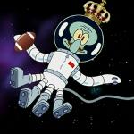 Football Playing King Squidward in Space