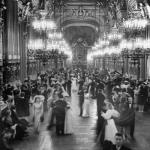 Couples dancing in the Grand Foyer of the Paris Opera House at t