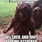 parenting | PARENTING IS 50% SKILL, 50% DETERMINATION 50% LUCK, AND 100% GETTING ATTACKED IN THE TESTICLES | image tagged in parenting | made w/ Imgflip meme maker