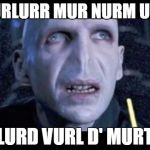 Derp Voldemort | HURLURR MUR NURM URS LURD VURL D' MURT | image tagged in derp voldemort | made w/ Imgflip meme maker