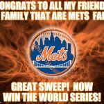 Mets Flames | CONGRATS TO ALL MY FRIENDS & FAMILY THAT ARE METS  FANS GREAT SWEEP!  NOW WIN THE WORLD SERIES! | image tagged in mets flames | made w/ Imgflip meme maker
