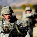 Airman Soldier shouting shooting anger