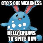Azumarill | CTC'S ONE WEAKNESS BELLY DRUMS TO SPITE HIM | image tagged in azumarill,water,pokemon,ou,rabbit,fairy | made w/ Imgflip meme maker