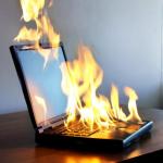 Burning laptop