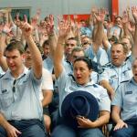 Police Raise Hands