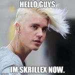 Has one hit with Skrillex | HELLO GUYS IM SKRILLEX NOW. | image tagged in has one hit with skrillex | made w/ Imgflip meme maker