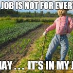 I hope this is a repost :) | THIS JOB IS NOT FOR EVERYONE BUT HAY . . .  IT'S IN MY JEANS | image tagged in scarecrow in field,scarecrow puns,outstanding in his field,funny,memes,you had one job | made w/ Imgflip meme maker