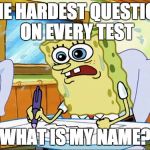 What I learned in boating school is | THE HARDEST QUESTION ON EVERY TEST WHAT IS MY NAME? | image tagged in what i learned in boating school is | made w/ Imgflip meme maker