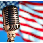 microphone and flag