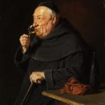 Monk Sipping Wine