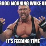 Ryback | GOOD MORNING WAKE UP IT'S FEEDING TIME | image tagged in ryback | made w/ Imgflip meme maker