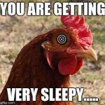 The Hypnochicken | YOU ARE GETTING VERY SLEEPY..... | image tagged in yolo chicken,memes | made w/ Imgflip meme maker