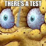 Dry spongebob | THERE'S A TEST | image tagged in dry spongebob | made w/ Imgflip meme maker