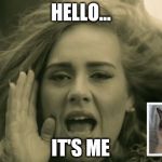 adele hello | HELLO... IT'S ME | image tagged in adele hello | made w/ Imgflip meme maker