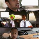 The Rock Driving Kermit and Barack Obama meme