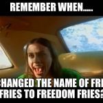 You gotta admit it is ! | REMEMBER WHEN..... WE CHANGED THE NAME OF FRENCH FRIES TO FREEDOM FRIES? | image tagged in alanis_ironic,ironic,freedom fries,memes | made w/ Imgflip meme maker