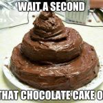 Poopcake | WAIT A SECOND IS THAT CHOCOLATE CAKE OR ... | image tagged in poopcake | made w/ Imgflip meme maker
