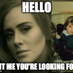 Adele - Hello | HELLO IS IT ME YOU'RE LOOKING FOR? | image tagged in adele - hello | made w/ Imgflip meme maker