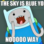 Adventure Time | *GASP* THE SKY IS BLUE YOU SAY? NOOOOO WAY | image tagged in adventure time | made w/ Imgflip meme maker